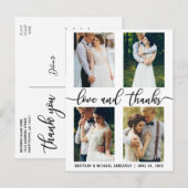 4 Foto's Modern Trouwliefde en Dank Script Briefkaart (Voorkant / Achterkant)