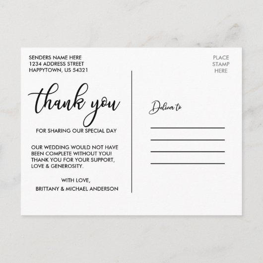 4 Foto's Modern Trouwliefde en Dank Script Briefkaart (Achterkant)