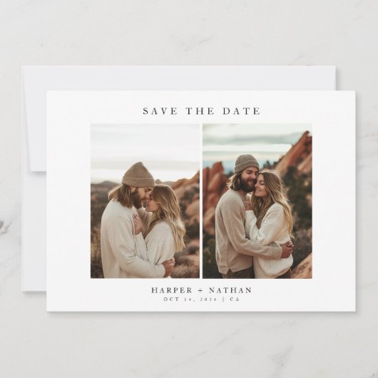 4 foto's Moderne Boho bruiloft QR-code Save The Date (Voorkant)