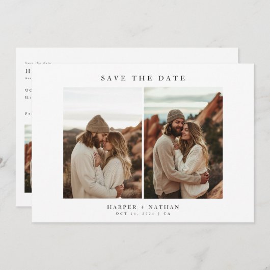 4 foto's Moderne Boho bruiloft QR-code Save The Date (Voorkant / Achterkant)