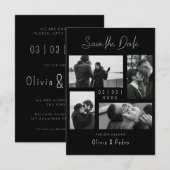 4 foto's moderne collage bruiloft save the date (Voorkant / Achterkant)
