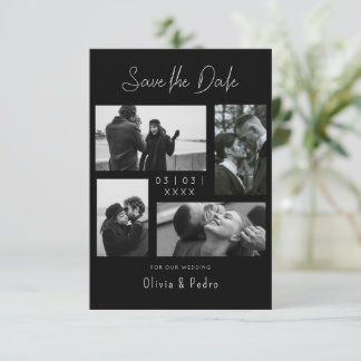 4 Foto's Moderne Collage Bruiloft Save The Date
