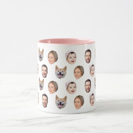 4 Foto's Mok, Aangepaste Gezichtsfoto Familie Gift Mok (Midden)