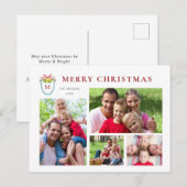 4 Foto's Monogrammed Crest Christmas Feestdagenkaart (Voorkant / Achterkant)