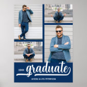 4 foto's op blauw Afstuderen Poster (Voorkant)