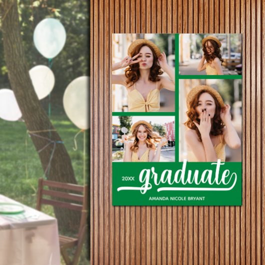 4 foto's op groen Afstuderen Poster