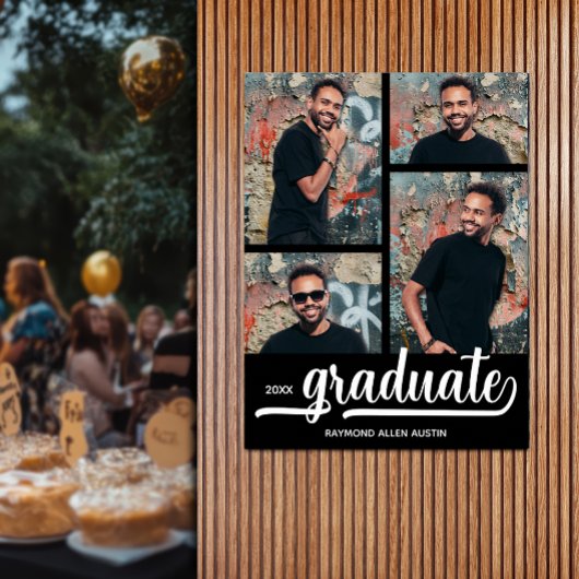 4 foto's op zwart Afstuderen Poster