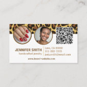 4 Foto's QR Code Sjabloon Leopard Print Rockabilly Visitekaartje (Achterkant)