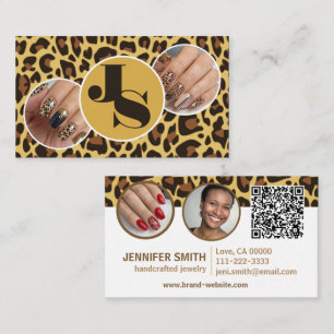 4 Foto's QR Code Sjabloon Leopard Print Rockabilly Visitekaartje