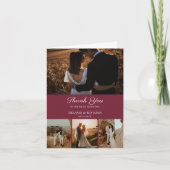 4 foto's Roos Roze Romantische Bloem Dank u kaart (Voorkant)