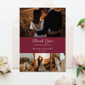 4 foto's Roos Roze Romantische Bloem Dank u kaart