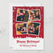 4 foto's | Schattigee rode en witte kerstbomen en  Kaart (Voorkant)