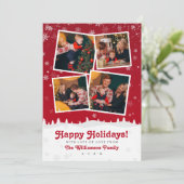 4 foto's | Schattigee rode en witte kerstbomen en  Kaart (Staand voorkant)