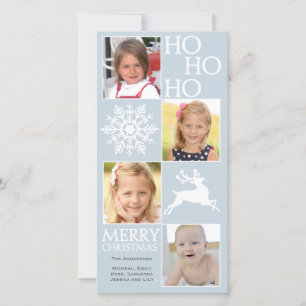 4 Foto's Snowflake Reindekerst Feestdagenkaart