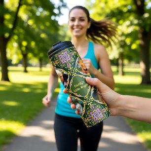 4 foto's + tekst Olijf en lavender Azulejos Thermosbeker