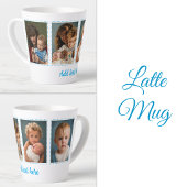 4 foto's tekst toevoegen wit blauw latte mok