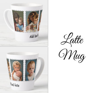 4 foto's tekst toevoegen wit zwart latte mok