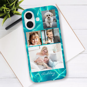 4 foto's van familie of vrienden, scriptnaam op wa iPhone 16 hoesje