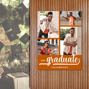4 foto's van het verbrande Oranje Afstuderen Poster