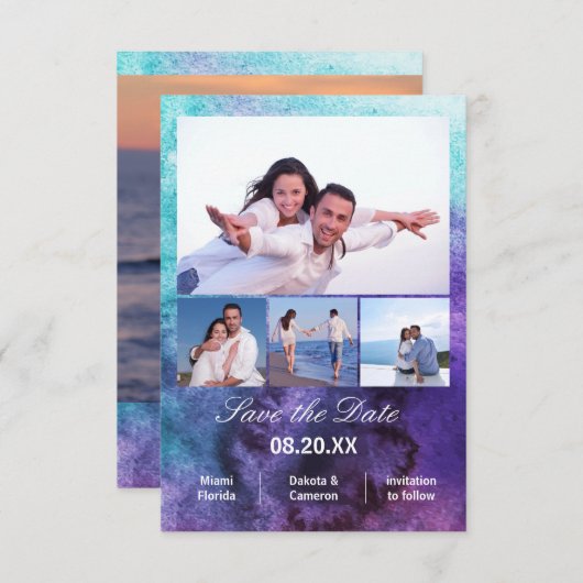 4 Foto's Verticaal - 3x5 Schilderen Bewaar de datu Save The Date (Voorkant / Achterkant)