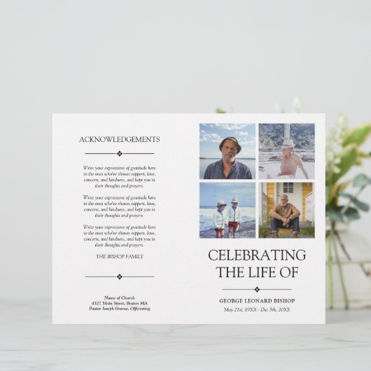 4 Foto's Viering van Life Begrafenisprogramma (Staand voorkant)