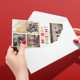 4 foto's vrolijk en kleurrijk feestdagenkaart