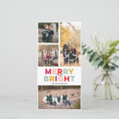 4 Foto's Vrolijk helder en kleurrijk Feestdagenkaart (Staand voorkant)