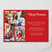 4 foto's Vrolijk kerstrood goud Folie Feestdagenkaart (Achterkant)