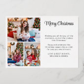 4 foto's Vrolijk kerstwit goud Folie Feestdagenkaart (Achterkant)