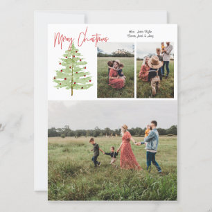 4 Foto's Watercolor Christmas Card Feestdagenkaart