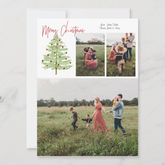 4 Foto's Watercolor Kerstkaart (Voorkant)