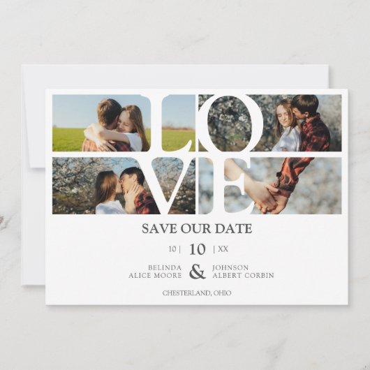 4 Foto's White Chic Trendy Collage Wedding Covid19 (Voorkant)