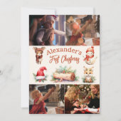 4 Foto's Woodland Animals Baby Eerste Kerstmis Feestdagenkaart (Voorkant)