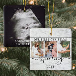 4 Foto's Zwangerschap Nieuwe Ouders 1 e mas Verwac Keramisch Ornament<br><div class="desc">Viel het kostbare geschenk van uw nieuwste familielid met een stijlvol vierkantje collage keramisch ornament. Genderneutraal ontwerp met faux marble border is geschikt voor een nieuwe baby jongen of meisje. Woorden en afbeeldingen op deze sjabloon zijn eenvoudig te personaliseren. (AFBEELDING PLACEMENT TIP: Een gemakkelijke manier om een foto precies te...</div>