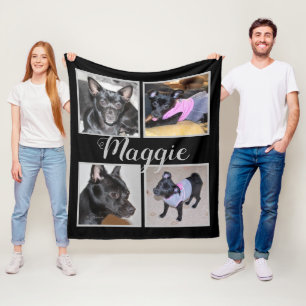 4 Foto's Zwarte Dog Blanket Fleece Deken