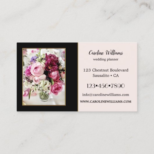 4 Foto's zwarte gouden bruiloft Visitekaartje (Achterkant)