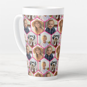 4 Fotosamenstelling - funky zeshoekpatroon Latte Mok