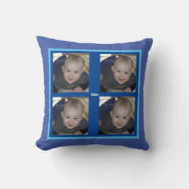 4 Fotosjabloon Baby Boy Kinder Blue Gift Throw Kussen
