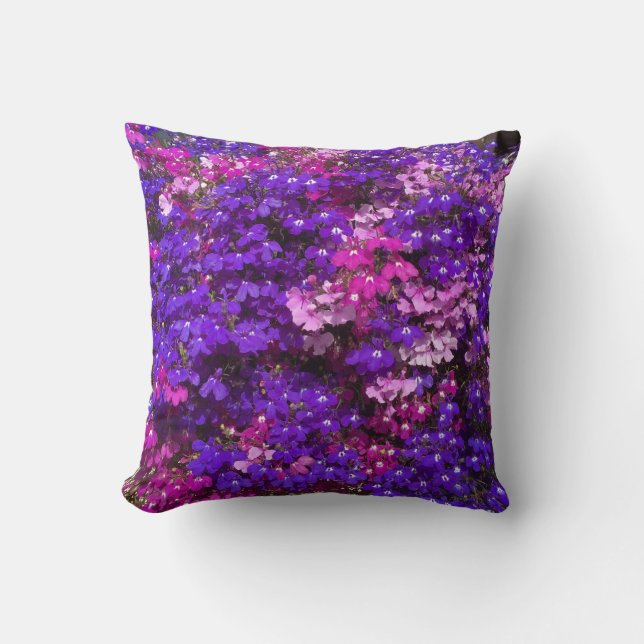 4 Fotosjabloon Bloemen in Paarse Roze Cadeauworp Kussen (Voorkant)