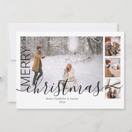 4 Fotosjabloon Eenvoudig, modern, prettig kerstfee Feestdagenkaart (Voorkant)