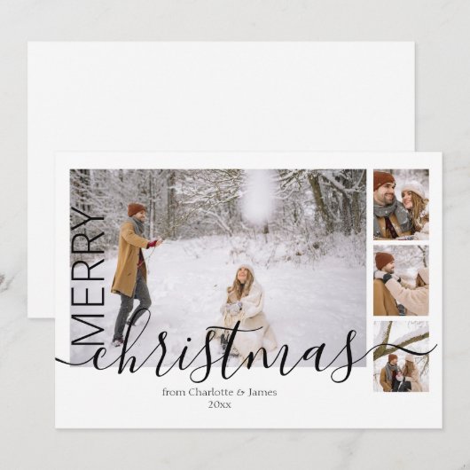 4 Fotosjabloon Eenvoudig, modern, prettig kerstfee Feestdagenkaart (Voorkant / Achterkant)