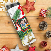 4 Fotosjabloon Rood en Groen Kerstmis Thermosbeker