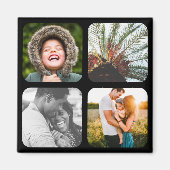 4 Fotosjabloon vierkant raster Rond Lijst Fridge Magneet (Voorkant)