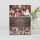 4 Fotosneeuw en  hout — kerst met fijne kerst Kaart (Staand voorkant)