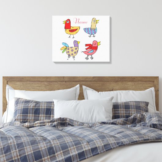 4 Funny Birds Thunder_Cove Canvas Afdruk (Insitu (Slaapkamer))