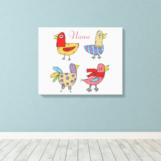 4 Funny Birds Thunder_Cove Canvas Afdruk (Insitu (Houten vloer))