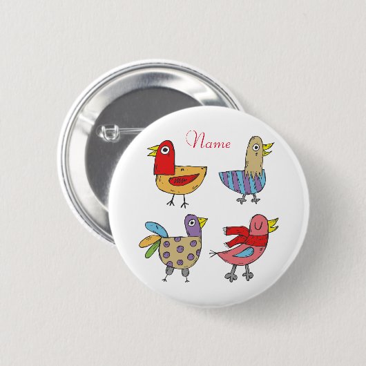 4 Funny Birds Thunder_Cove Ronde Button 5,7 Cm (Voorkant /achterkant)