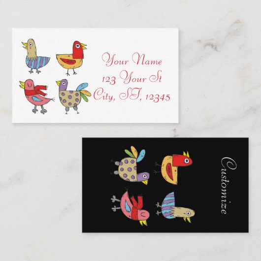 4 Funny Birds Thunder_Cove Visitekaartje (Voorkant / Achterkant)