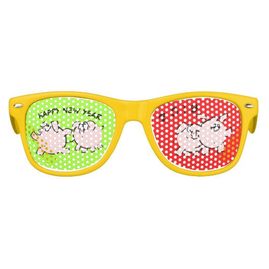 4 Funny Cartoon Comics Pig aangepast jaar Kind S Kinder Zonnebril (Voorkant)