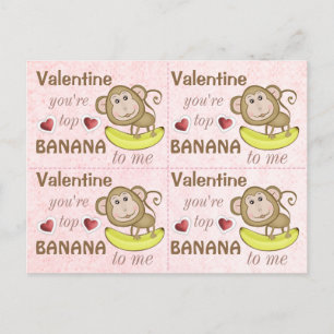 4 Funny Monkey Top Banaan Valentijnse Kaarten Feestdagenkaart
